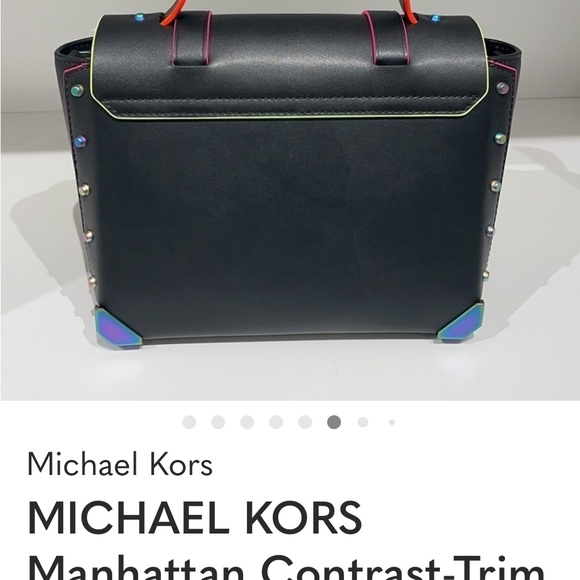 Michael Kors Black Satchel with Orange Handle with matching crossbody strap - Picture 3 of 7